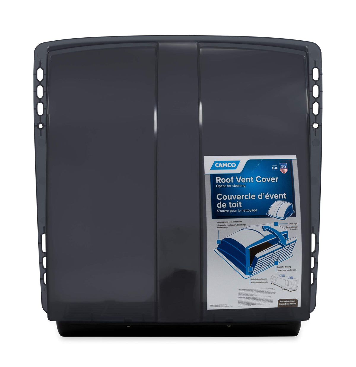 CAMCO 40453 Camco Standard Roof Vent Cover, Opens for Easy Cleaning, Aerodynamic Design, Easily Mounts to RV with Included Hardware-Smoke (40453)
