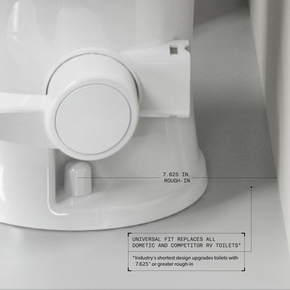 DOMETIC 9610008259 Dometic Model 410 Complete RV Toilet – Round Porcelain Bowl, Universal Fit & 2-Bolt Mount, 18" Chair Height Residential-Style, Gravity Flush Toilet with Soft-Close Seat, White (9610008259)