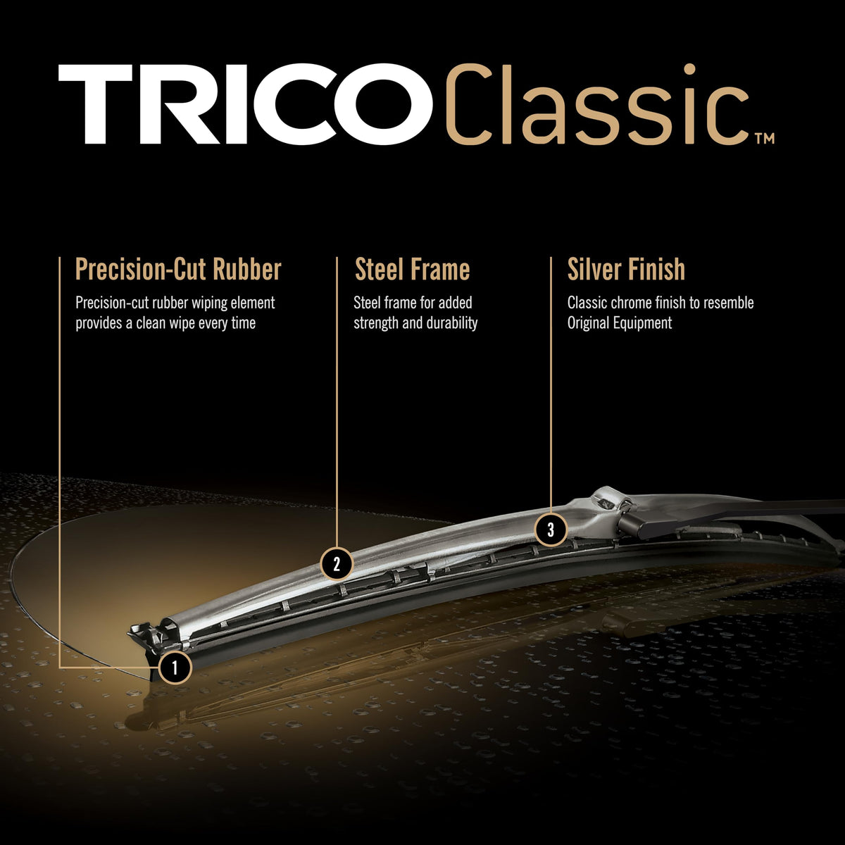 TRICO 33-101 TRICO Classic 10 Inch Wiper Blade, Strength and Durability with Steel Frame for Select Model Years (33-101)