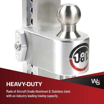 WEIGH SAFE LTB8-2.5-KA Weigh Safe Adjustable Trailer Hitch Ball Mount, 8" Adjustable Drop Hitch for 2.5" Receiver w/2 pc Keyed Alike Lock Set, Heavy Duty Aluminum Trailer Tow Hitch w/Stainless Steel Tow Balls,18,500 lbs GTW