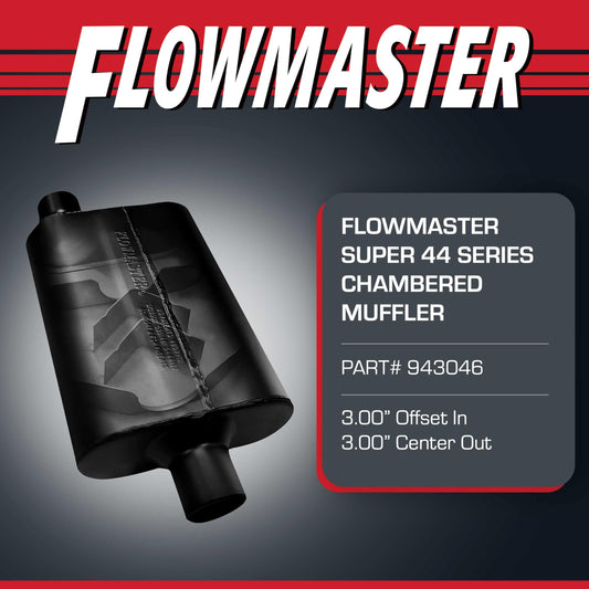 FLOWMASTER 943046 Flowmaster Super 44 Series Chambered Muffler – 3.00" Offset In/Center Out