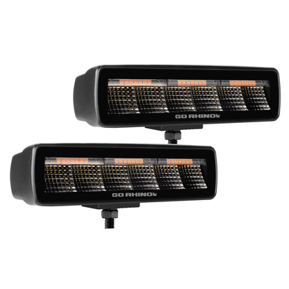 GO RHINO 750300621SBF Go Rhino! Blackout Series - SIXLINE 6-LED Spot Lights with Flush Mount, Pair | Flush Mount, Aluminum, Black | 750300621SBF