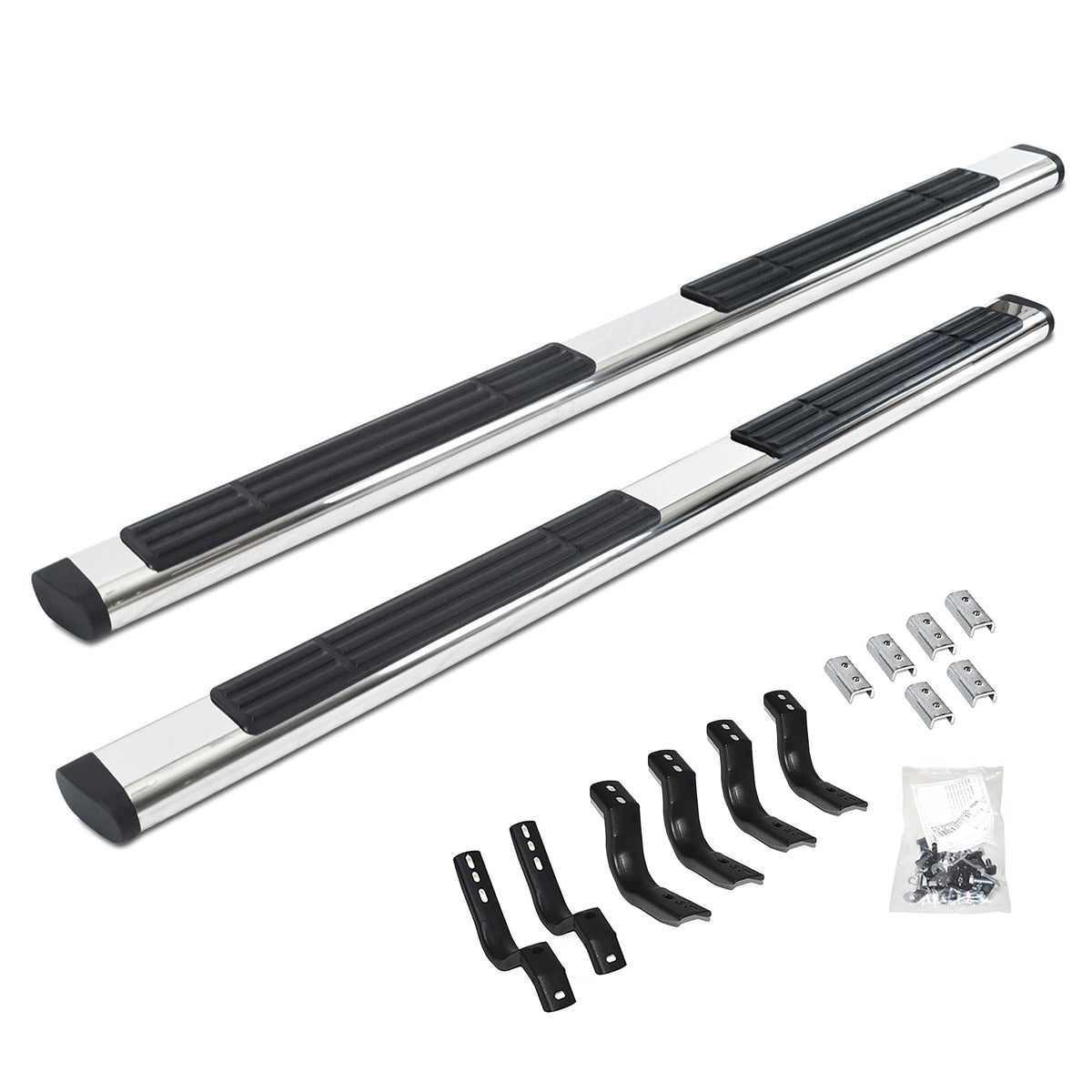 GO RHINO 686404787PS Go Rhino 6" OE Xtreme Sidesteps & Brackets – Stainless Steel, Polished – 686404787PS – Fits 2019 - 2025 Chevrolet Silverado & GMC Sierra Crew Cab (See description)
