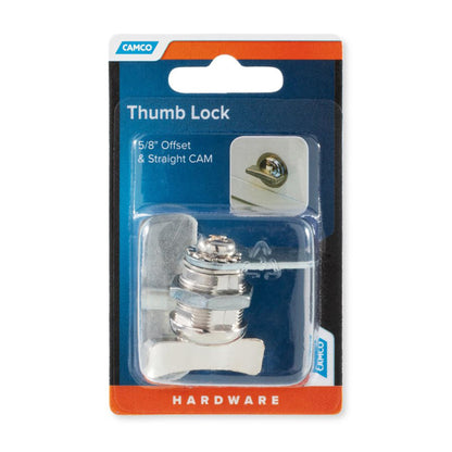 CAMCO 44333 Camco 44333 Steel RV Easy Turn Thumb Operated Style Offset Cam Lock for Recreational Vehicle Installation, Fits up to 5/8 Inches Thick