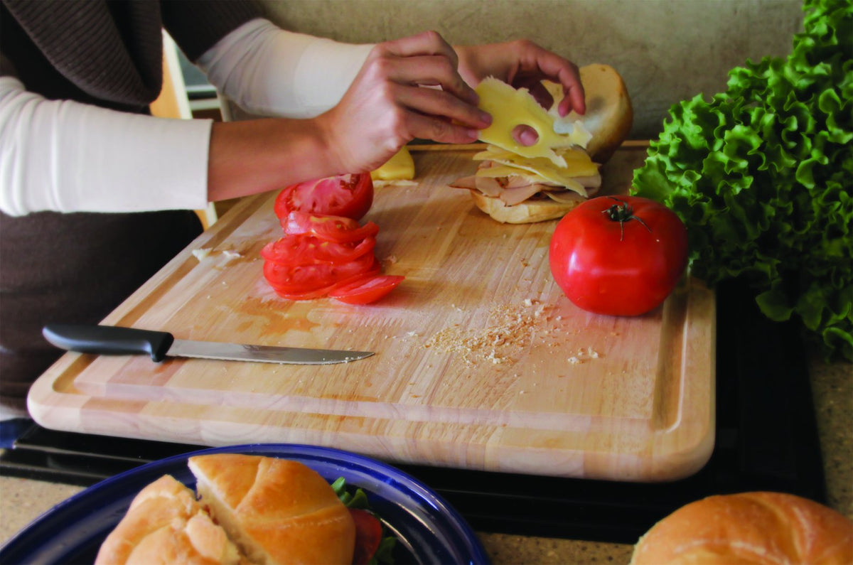 CAMCO 43753 Camco - Hardwood Cutting Board and Stove Topper with Non-Skid Backing, Includes Flexible Cutting Mat (43753)