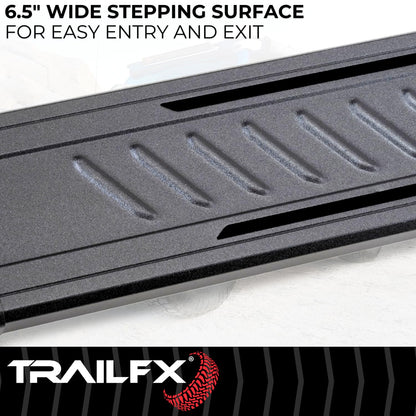 TRAILFX AL6013B TrailFX Aluminum Running Boards Fits 2019-2025 Ram 1500 Matte Titanium Black Powder Coated 6.5-Inch Wide Welded End Caps Quick Track Mount Set of 2 TrailFX AL6013B Truck Side Steps