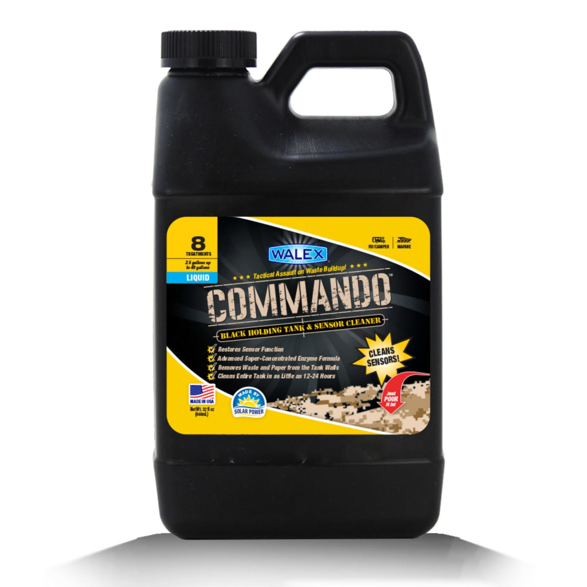 WALEX CMDOLQ32 Walex Commando Liquid RV Tank Sensor Cleaner Restores Function, 32 oz