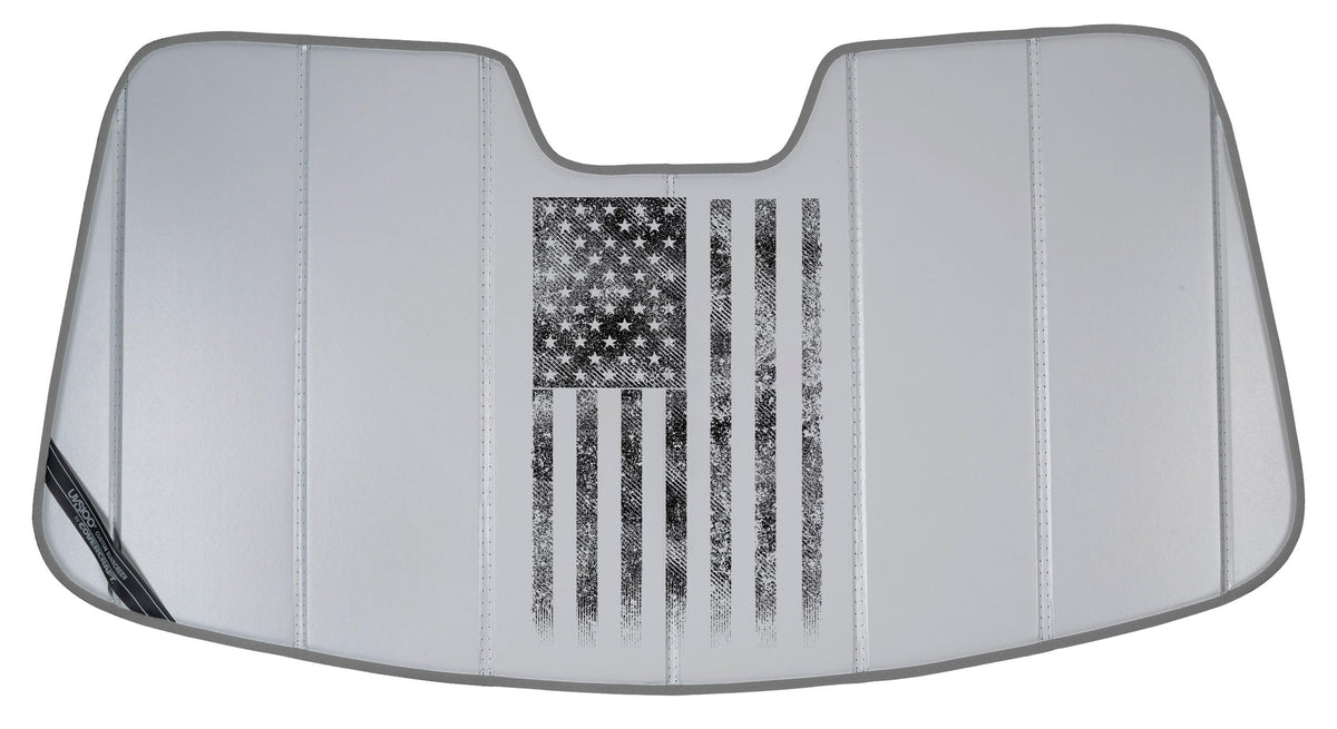 COVERCRAFT UVD11995SVUVD004 Covercraft Custom American Flag UVS100 Heat Shield Reflective Silver Insulated Windshield Sunshade for UV Protection, Heat Reduction & Interior Shielding