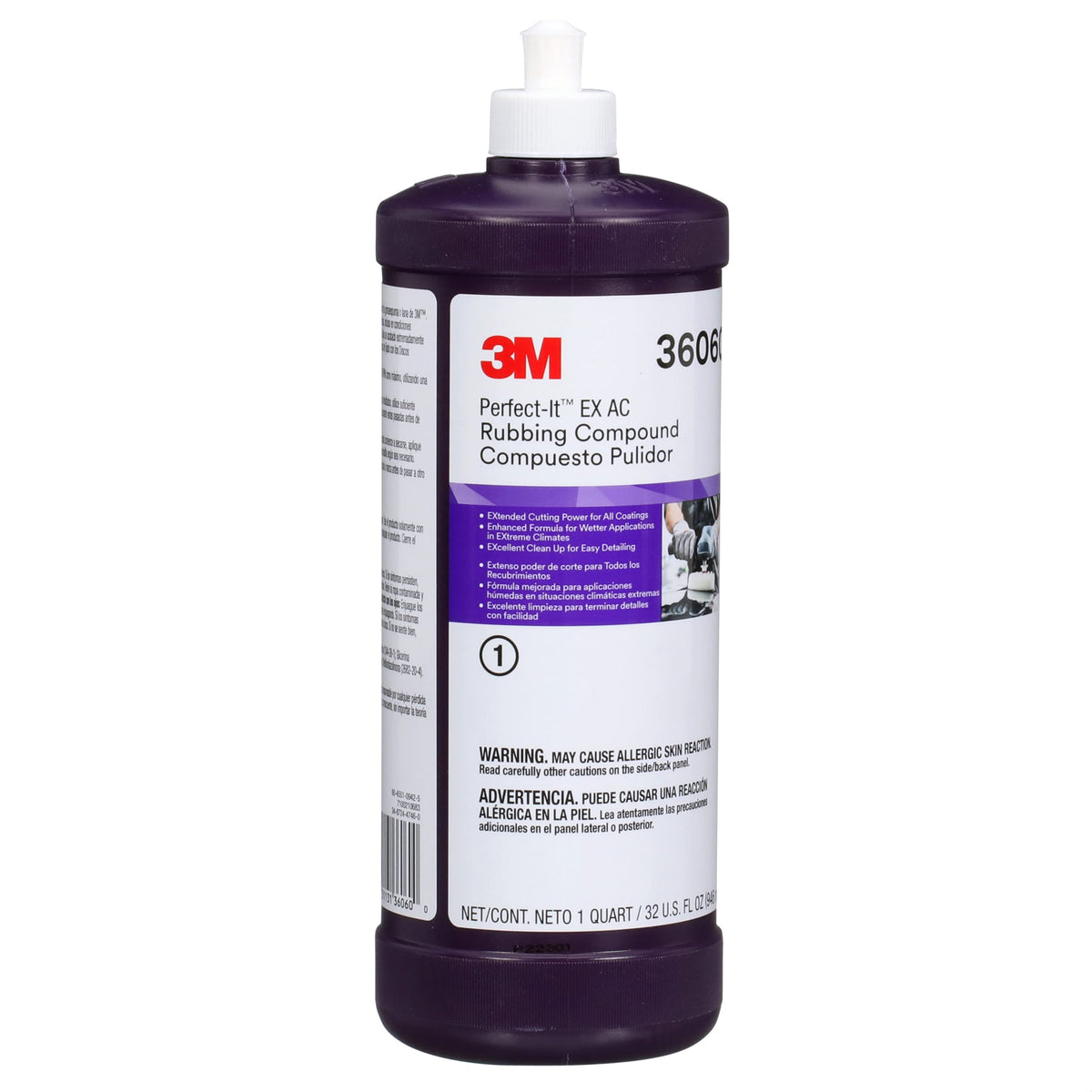 3M 36060 Perfect-It Perfect-It EX AC Rubbing Compound, 36060, Fast Cutting, High Performing, 1 qt (32 fl oz)