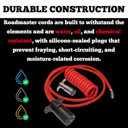 ROADMASTER 1676-7 Roadmaster 1676-7 Flexo-Coil Power Cords Compatible with Motorhomes with 6-7 Way Sockets | Provides Reliable Electrical Connection Between Motorhome & Towed Vehicle | Durable Coil Design