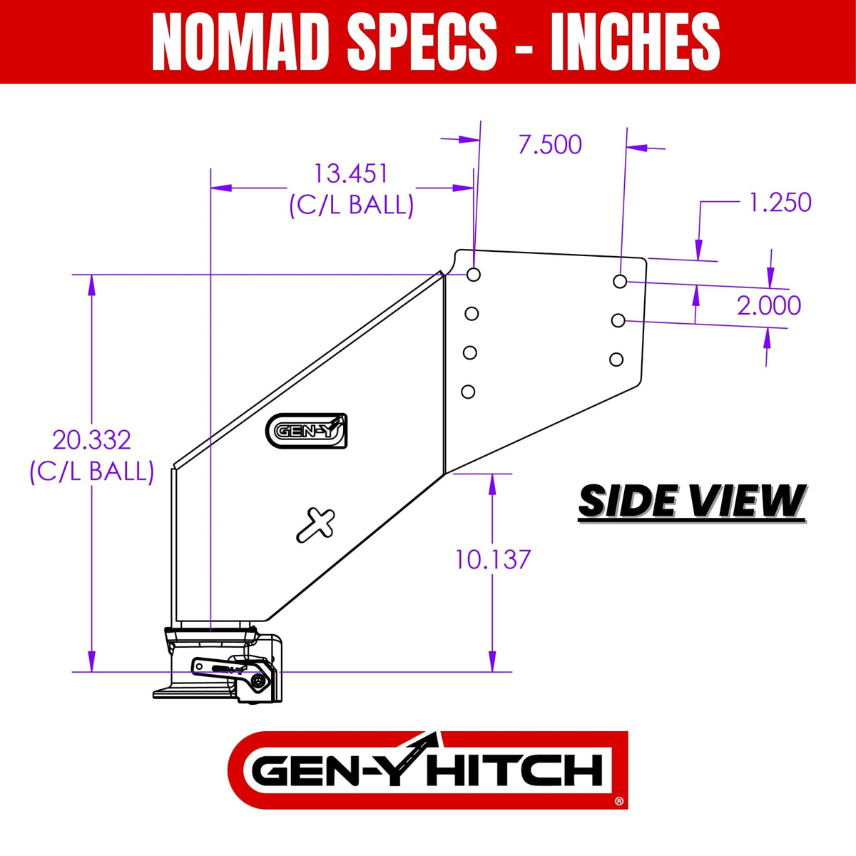 GEN-Y HITCH GH-8102 GEN-Y Hitch Nomad 5th Wheel to Gooseneck Static Pin Box | Made in USA