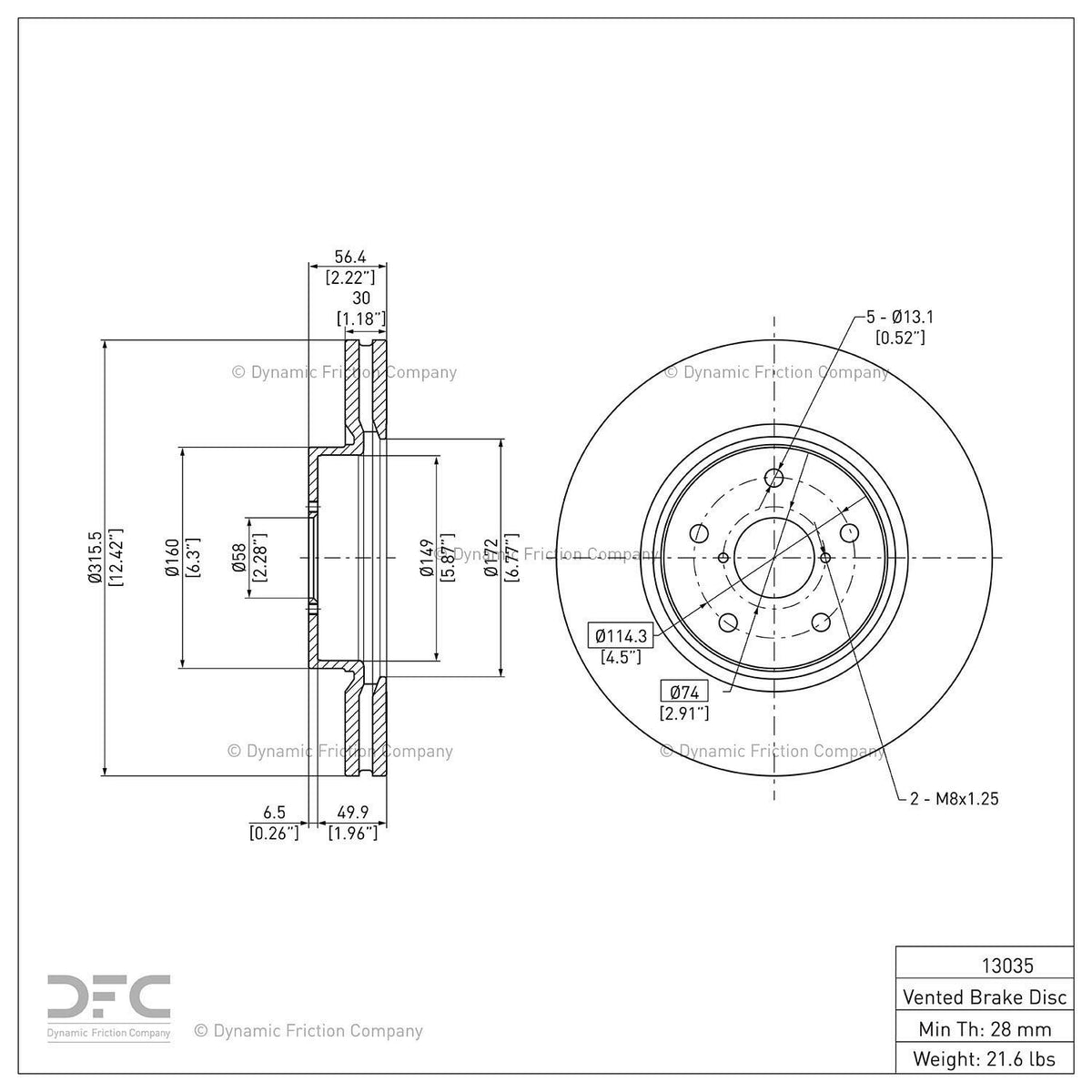Dynamic Friction 604-13035 Front Brake Rotor