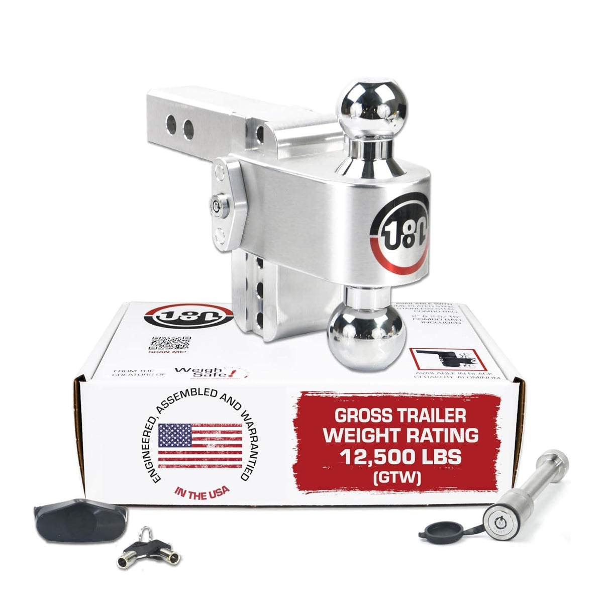 WEIGH SAFE CTB4-2-KA Weigh Safe Trailer Hitch Ball Mount, 4" Drop, 2" Receiver, Chrome Balls