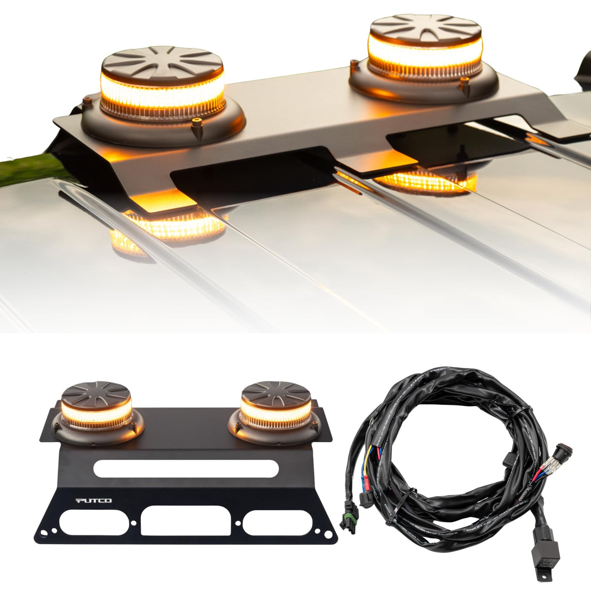 Putco 950111-01 Putco Amber Dual-Beacon LED Strobes with Third Brake Light Mounting Bracket Fits 2015-2026 Ford F-150/2017-2026 Ford Super Duty