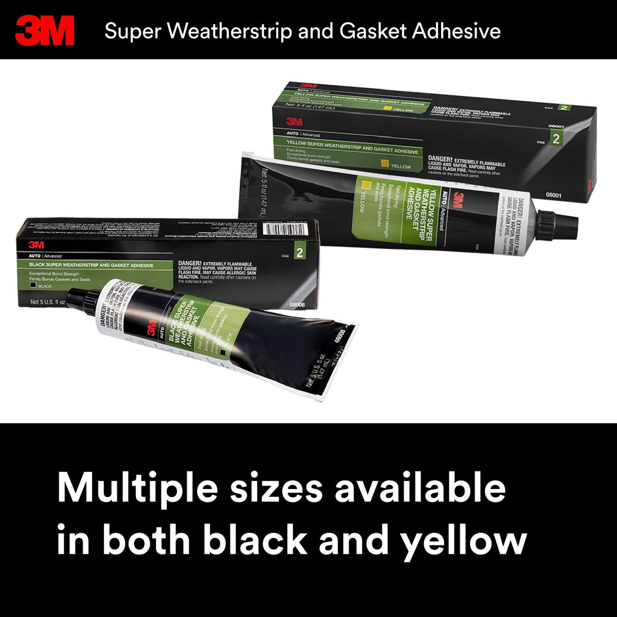 3M 08008 3M Black Super Weatherstrip and Gasket Adhesive, 08008, 5 fl oz, 1 Per Pack