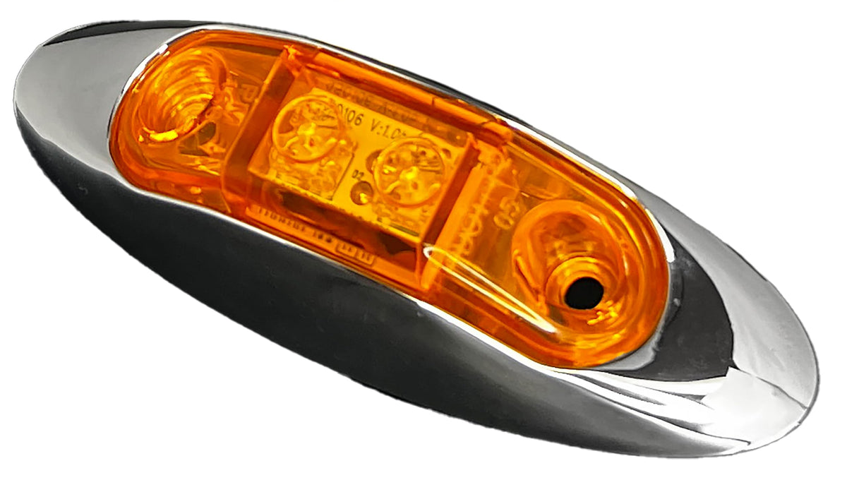 RV DESIGNER L931 RV Designer L931 - Amber Oblong w/Chrome Bezel LED Marker/Clearance Light