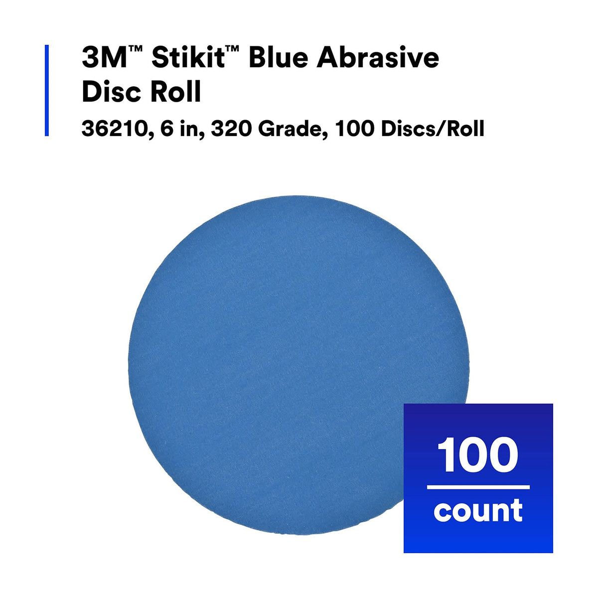 3M 36210 3M Stikit Blue Abrasive Disc Roll, 321U, 36210, 6 in, 320+ Grade, No Hole