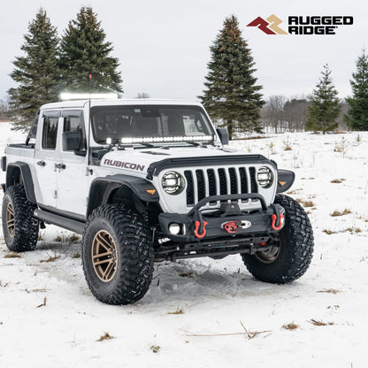 RUGGED RIDGE 11549.04 Rugged Ridge Arcus Bumper - Front, Stubby - Fits 2018–2025 Jeep Wrangler JL & 2020–2025 Jeep Gladiator JT - Trail-Proven Front Bumper with Satin Black Finish & Integrated Winch Plate