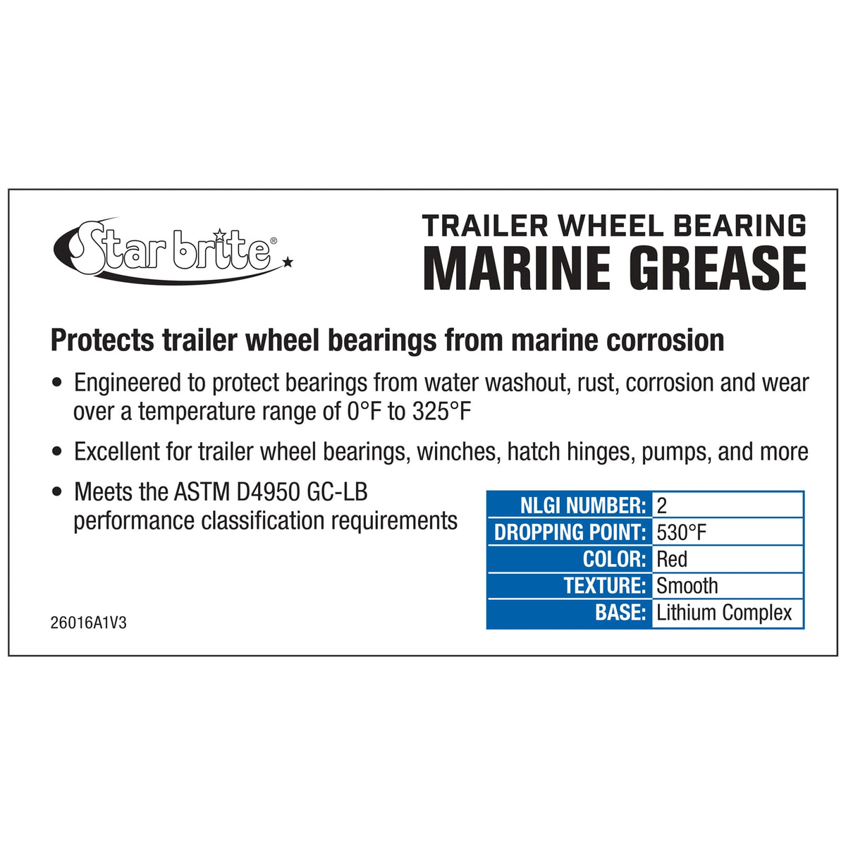 STAR BRITE 026016 STAR BRITE Wheel Bearing Grease Advanced Marine-Grade Protection