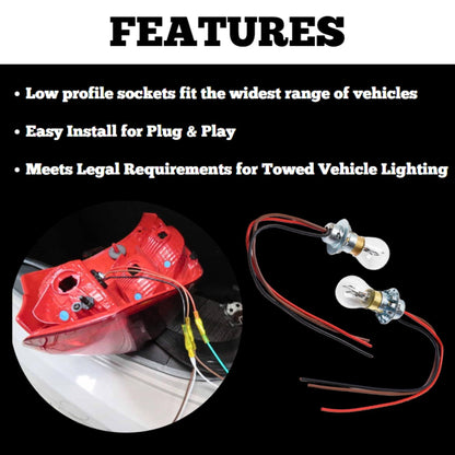 ROADMASTER 155 Roadmaster 155 Universal Taillight Wiring Kit for Towed Vehicles – Sockets fit 1” Diameter Hole – Needs Sufficient Depth to Accommodate Bulbs – Meets Legal Requirements for Towed Vehicle Lighting