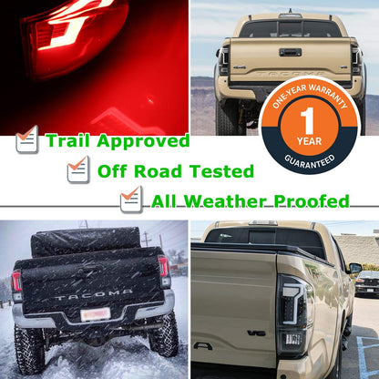 WINJET CTWJ-0466E-BC Winjet LED Tail Light Assembly for [2016 2017 2018 2019 2020 2021 2022 2023 Toyota Tacoma] LED Glow Bar Running Tail Lights Rear Light,1 PAIR,Driver and Dassenger Sides