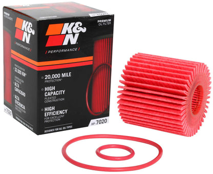 K&N FILTER HP-7020 K&N Oil Filter: 20,000 Mile Engine Protection, High Efficiency, HP-7020