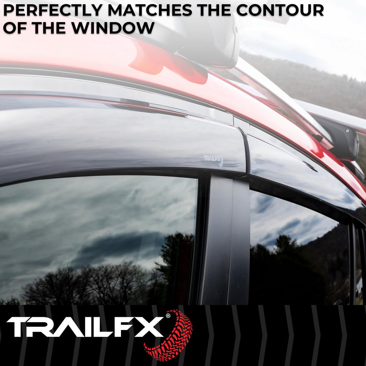TRAILFX 4706H TrailFX Acrylic Rainguards Fits 2021-2024 Chevrolet Tahoe Chevrolet Tahoe GMC Yukon Low Profile Tape-On Smoke Window Vents Outside Channel Mount Set of 4 Window Rain Guards TrailFX 4706H