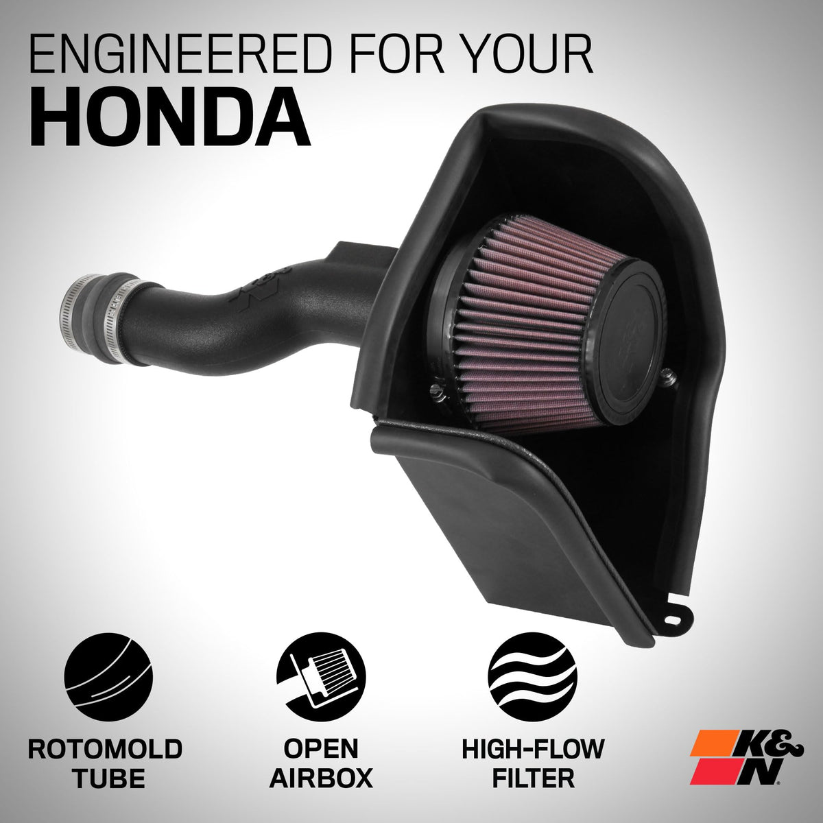 K&N FILTER 63-3516 K&N Cold Air Intake System: High-Flow Air Filter, Increase Performance & Acceleration: Compatible with 2016-2021 HONDA: Civic, 63-3516