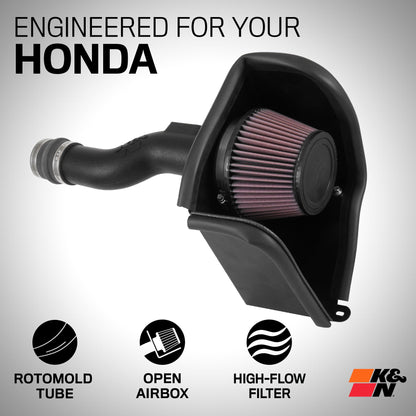 K&N FILTER 63-3516 K&N Cold Air Intake System: High-Flow Air Filter, Increase Performance & Acceleration: Compatible with 2016-2021 HONDA: Civic, 63-3516