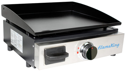 FLAME KING YSNFM-HT-200 Flame King 17-inch Flat Top Griddle for BBQ Grill w/Regulator, Propane Gas Griddle for RV Pullout Kitchen