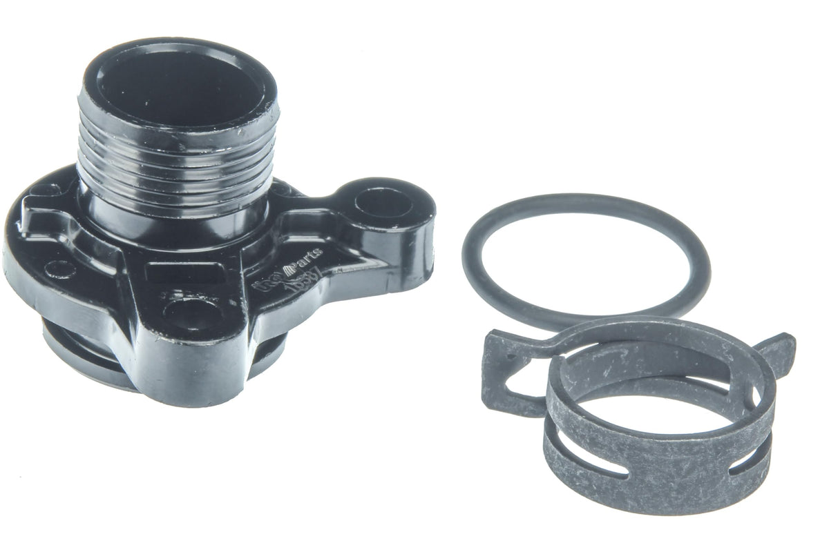 URO Parts 11537545890-K Coolant Hose Connector, Metal Connector vs OEM Plastic