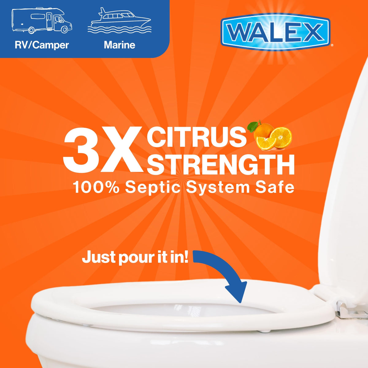 WALEX CITRAFR32 Walex Citra-Fresh Liquid RV Toilet Treatment - Citrus Scent, 32 oz