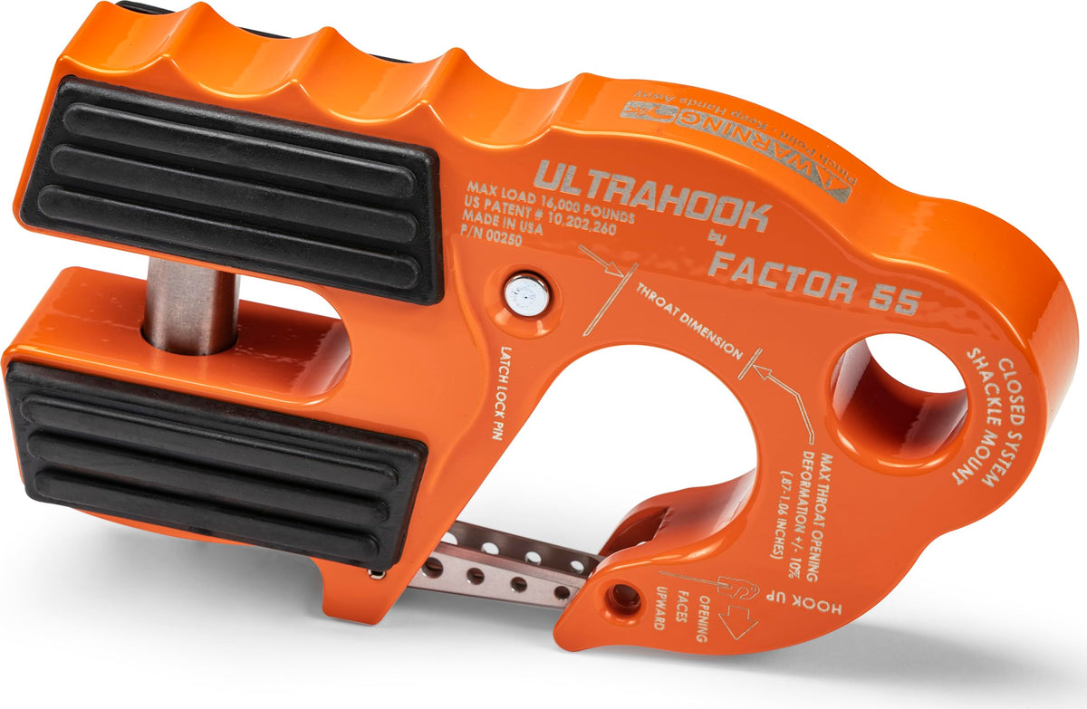FACTOR 55 00250-07 Factor 55 Ultrahook Closed System Shackle Pin Mount, Designed for Steel Cables and Synthetic Ropes - Orange