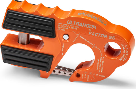 FACTOR 55 00250-07 Factor 55 Ultrahook Closed System Shackle Pin Mount, Designed for Steel Cables and Synthetic Ropes - Orange