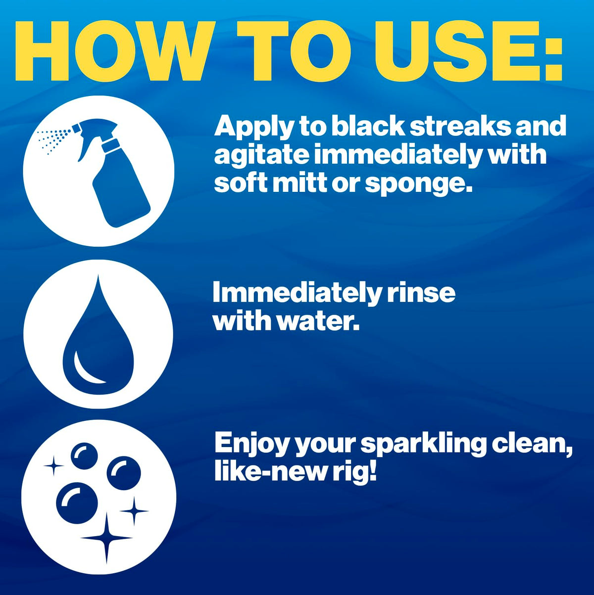 WALEX WALBS64 Walex Premium RV/Marine Black Streak Remover - Powerful Exterior Cleaner for RVs, Campers, and Boats, Restores Original Shine, Removes Tough Stains & Scuff Marks, Easy Application, 64 oz