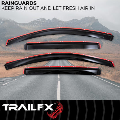 TRAILFX 4977IC TrailFX Acrylic Rainguards Fits 2017-2024 Nissan Titan Crew Cab and 2016-2024 Nissan Titan XD Low Profile in-Channel Smoke Window Vents Crew Cab Snap-in Installation Set of 4 TrailFX 4977IC