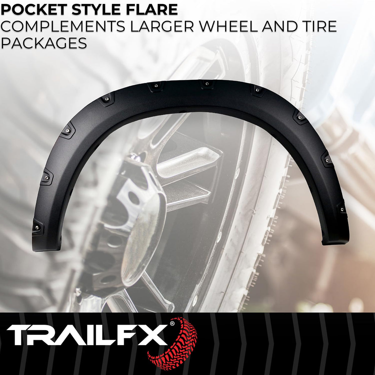 TRAILFX TFD3004T TrailFX TFD3004T Pocket Style Fender Flares for Ram 2500 2011-2018 - Black Textured Paintable Polypropylene, Set of 4 with Stainless and Black Steel Rivets