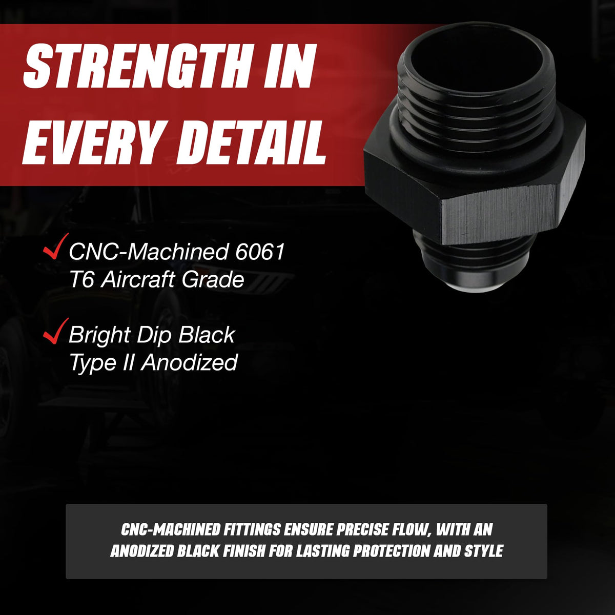 AEROMOTIVE 15610 Aeromotive ORB-10 to AN-08 Male Flare Adapter Fitting - 10 ORB - 15610