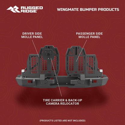 RUGGED RIDGE 11540.38 Rugged Ridge WingMate Rear Bumper for Jeep Gladiator JT | Accommodates Swingout Tire Carrier, Dual Pivot Points, 3/16" Steel, Textured Black | 11540.38 | Fits 2020-2024 Jeep Gladiator JT