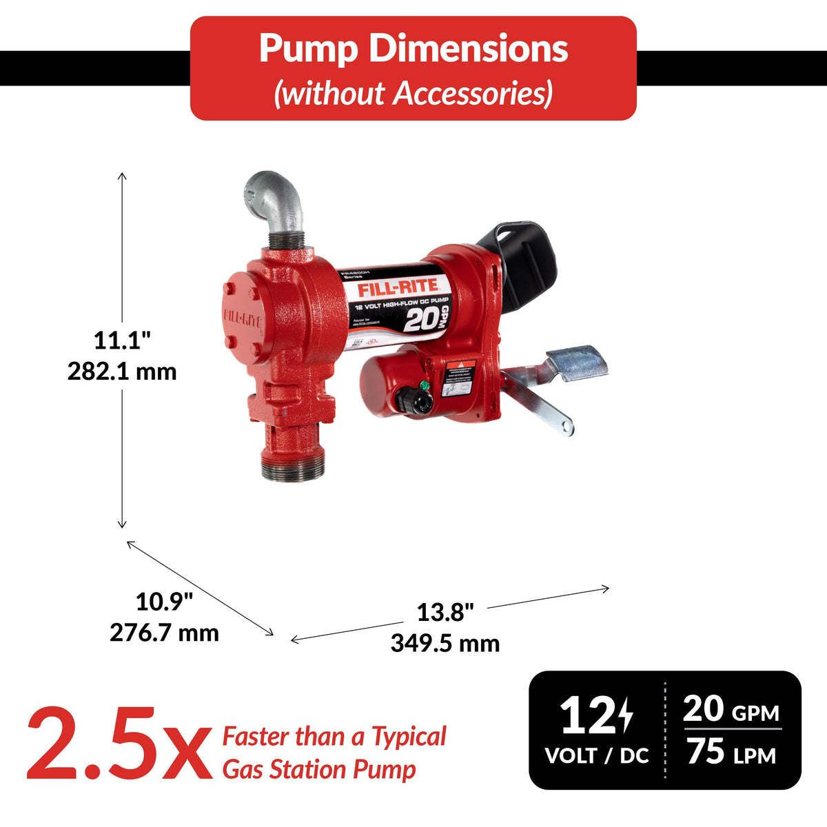FILL RITE FR4204H Fill-Rite FR4204H 12V 20 GPM Fuel Transfer Pump (Pump Only) | Gasoline, Diesel, Kerosene, Ethanol Blends, Methanol Blends, & Biodiesel