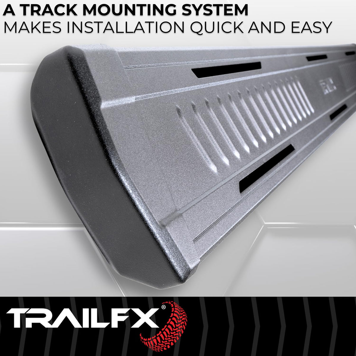 TRAILFX AL6013B TrailFX Aluminum Running Boards Fits 2019-2025 Ram 1500 Matte Titanium Black Powder Coated 6.5-Inch Wide Welded End Caps Quick Track Mount Set of 2 TrailFX AL6013B Truck Side Steps