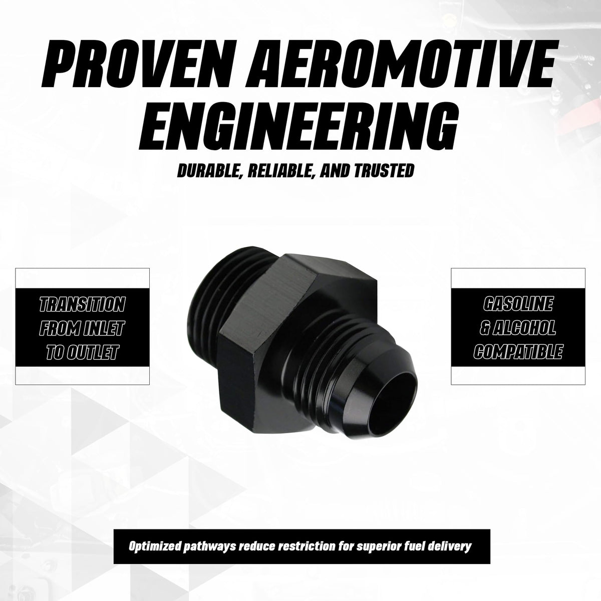AEROMOTIVE 15610 Aeromotive ORB-10 to AN-08 Male Flare Adapter Fitting - 10 ORB - 15610
