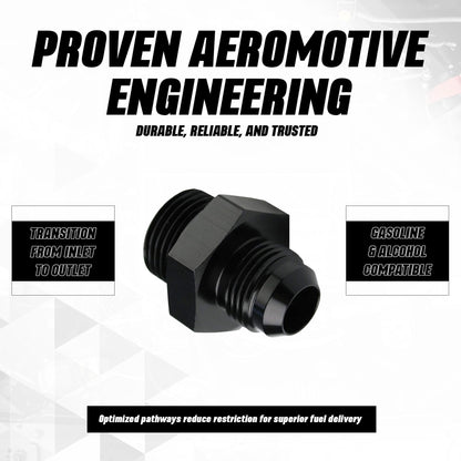 AEROMOTIVE 15610 Aeromotive ORB-10 to AN-08 Male Flare Adapter Fitting - 10 ORB - 15610