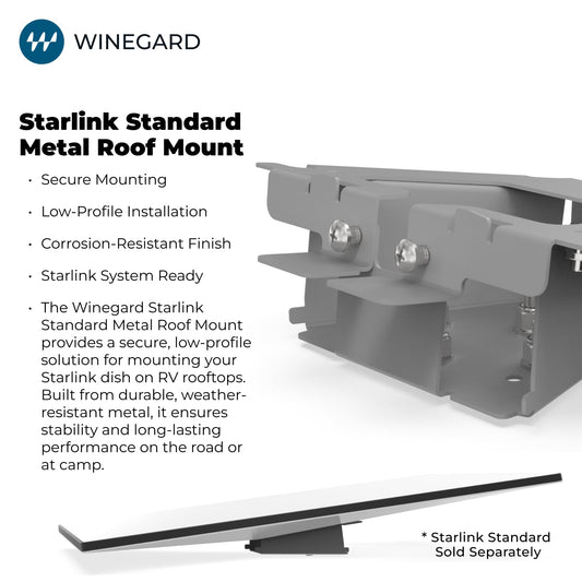 WINEGARD SDWDGMT Winegard Starlink SDWDGMT Standard Metal Roof Mount Kit - Satellite Antenna Base with Corrosion‑Resistant Hardware & Adjustable Bracket - Secure High‑Performance Outdoor Install - Black