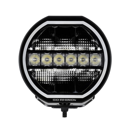GO RHINO 751440911CRS Go Rhino Xplor Lighting: Blackout Series 9" Maxline Hi/Low Beam w/ Multi Daytime Running Light | Surface Mount ( Threaded Stud Mount), Aluminum, Black | 751440911CRS