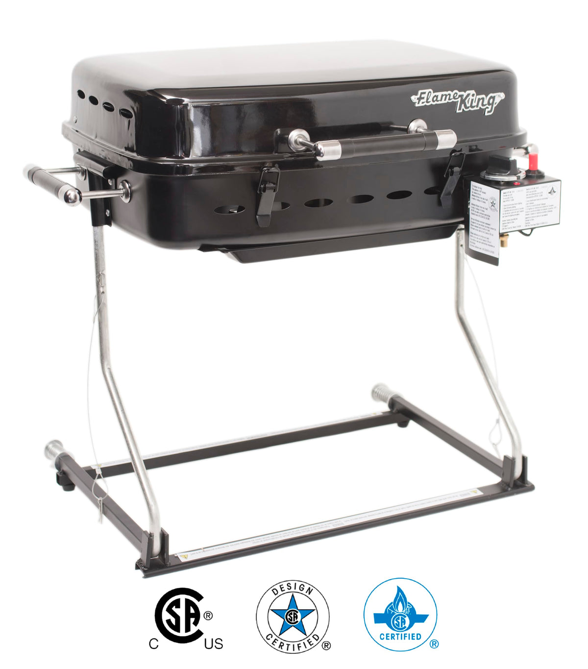 FLAME KING YSN-HT-500 Flame King - YSNHT500 RV Or Trailer Mounted BBQ - Motorhome Gas Grill - 214 Sq Inch Cooking Surface - Adjustable Flame Controller, Black