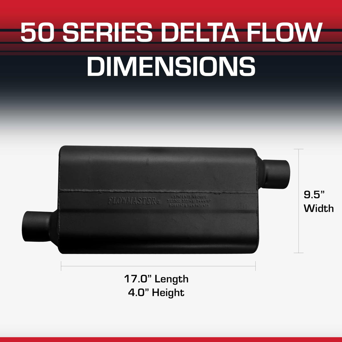 FLOWMASTER 942553 Flowmaster 50 Series Delta Flow® Muffler – 2.50" Offset In/Offset Out