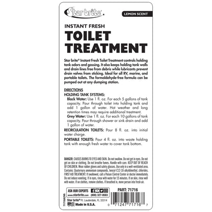 STAR BRITE 071716 STAR BRITE Instant Fresh Toilet Treatment Concentrate - Eliminates & Prevents Holding Tank Odors - Biodegradable Lemon Scent - 16 OZ (071716)