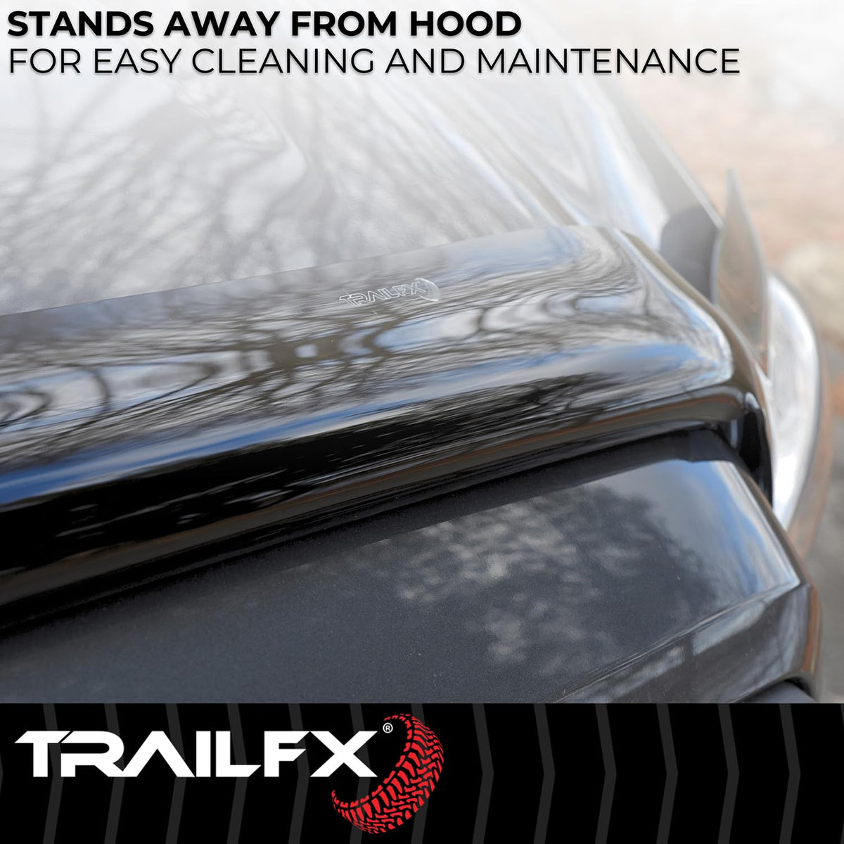 TRAILFX 8489H Trailfx Bug Shield Hood Protector – Smoke Acrylic Wrap-Around, Low Profile, No-Drill Raised Mount, Fits 2007–2013 Chevrolet Avalanche, 2007–2014 Subur