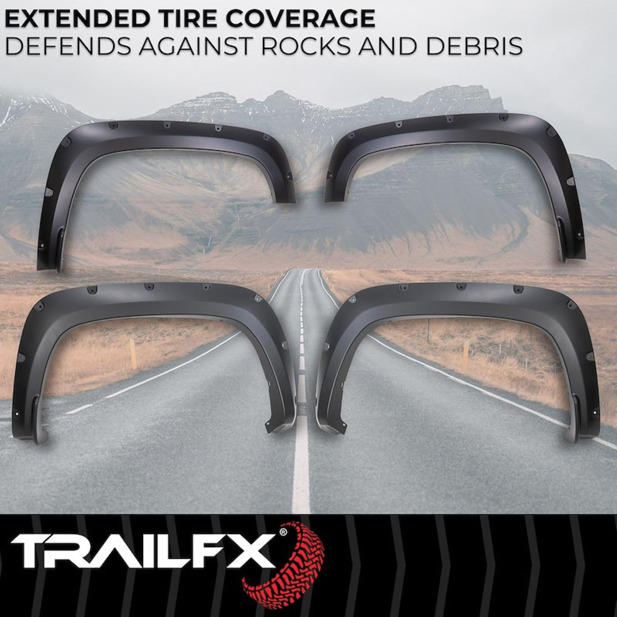 TRAILFX TFC3006S Trail FX Fender Flare TFC3006S Pocket Style Black Smooth Finish 2 Inch Front and 2 Inch Rear Tire Coverage Polypropylene Fits 2020-2026 Chevrolet Silverado 2500 HD/ 3500 HD